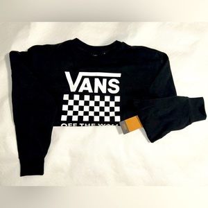 Black Vans Sweater with Checkerboard front print logo
